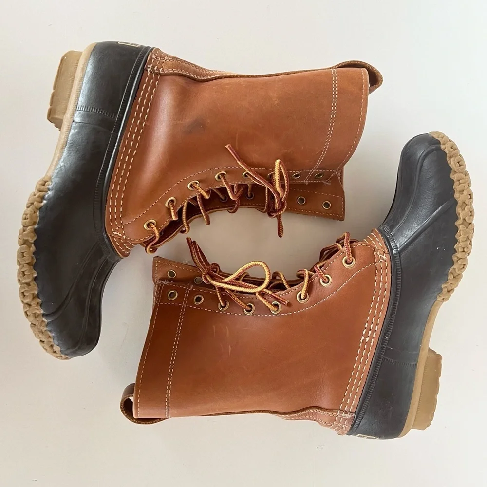 L.L.Bean Women's Unlined Leather Bean Boots 8